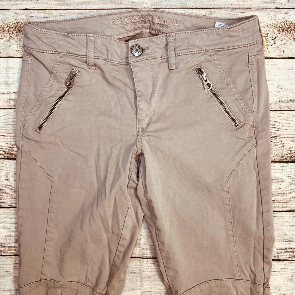 American Eagle Outfitters Tan Moto Jegging Ankle Super Stretch Pants Size 8 - Picture 11 of 13